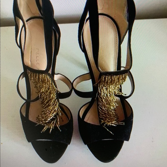 New Gold/Black Heel platform sandals - Picture 2 of 2